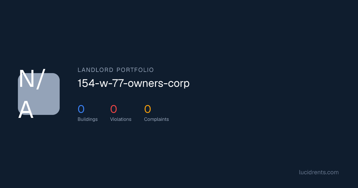 154 W 77 OWNERS CORP: 1 Buildings, 11 Issues Filed | NYC | Lucid Rents